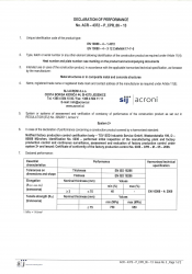 Declaration of performance for Stainless steel grades 01